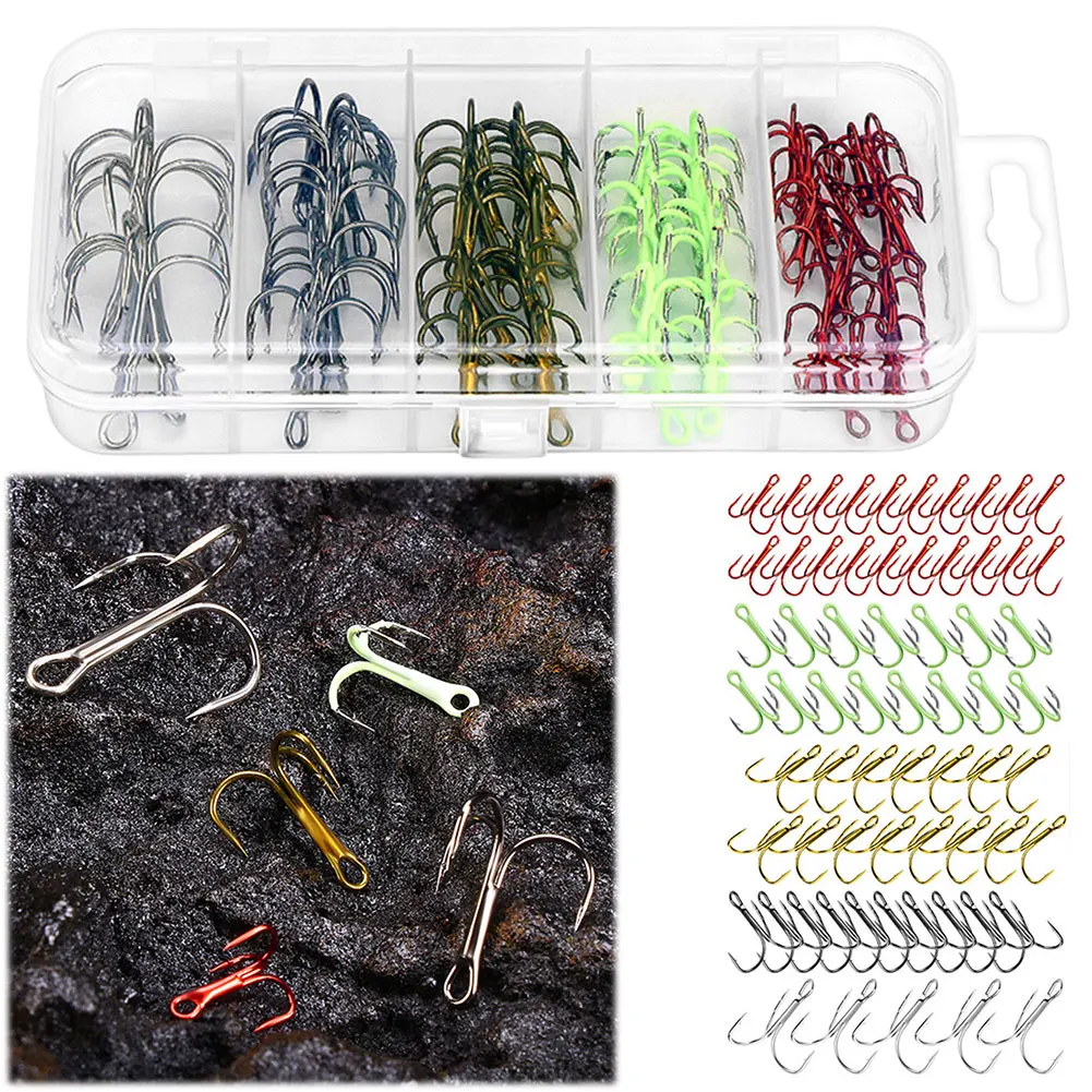 عالية الكربون الصلب خطاف ثلاثي 5 ألوان الشائكة حادة الثلاثي هوك الثلاثي الشائكة الصلب خطاف الصيد لصيد الطعم إغراء #4