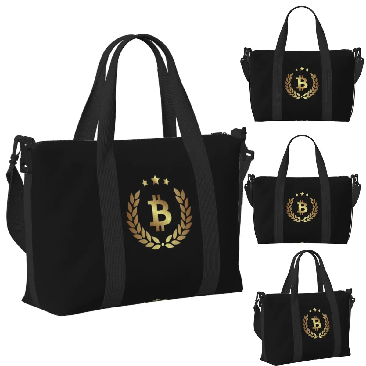 

Custom Bitcoin Beach Travel Bag Large Capacity Tote Bags for Gym Sport Women Shopping Duffle Shoulder Bag
