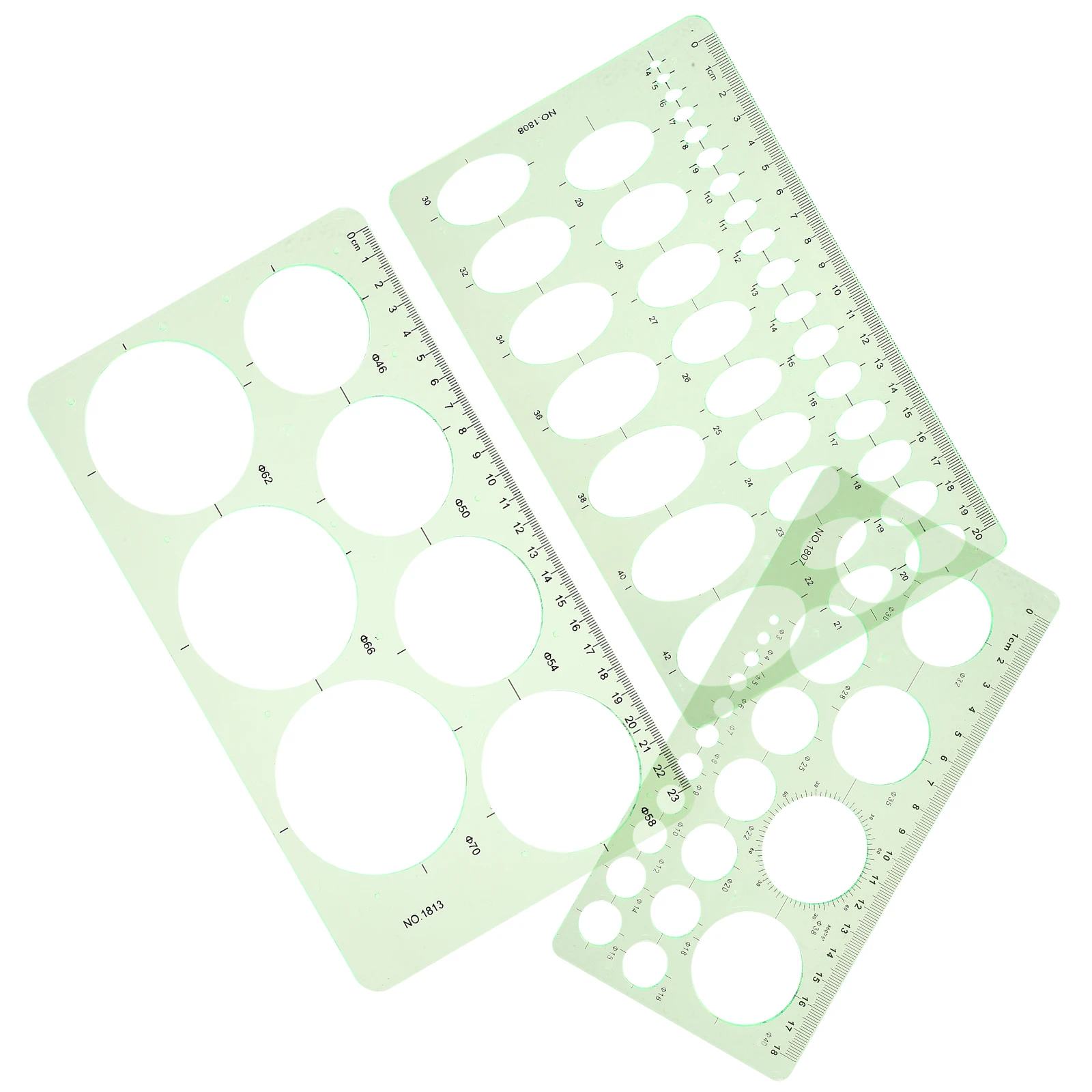 3pcs Drawing Template Geometric Shapes Stencils Plastic DIY Hollow Out Students Drafting Ruler Lightweight Safe Material Indoor