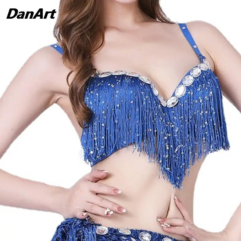 Belly Dance BrasTop European and American Stage Performance Tassel Bra Top Ladies DS Night Club Stage Sequins Beaded Costumes