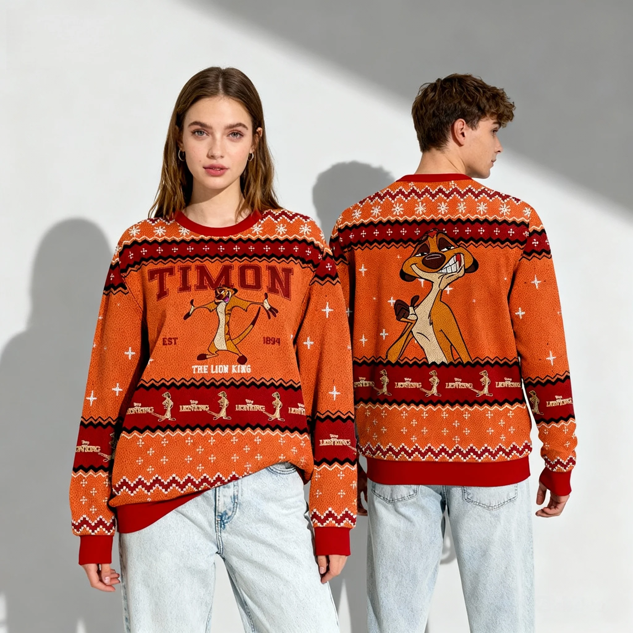 Felpa con cappuccio girocollo autunno/inverno per adulti e bambini Disney Donald Duck Stitch Christmas Party Sweet Cool oversize