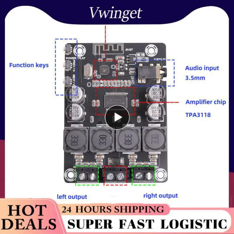 Tpa3118 Digital Power Amplifier Integrated Circuits Audio Power Amplifier 12v 24v 3.5mm Stereo Input Amplifier Module