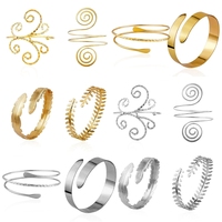 Bohemian Butterfly Leaf Charm Upper Bracelet Arm Chain Metal Hollow Out Geometric Pattern Retro Arm Cuff Bangle Body Bracelets
