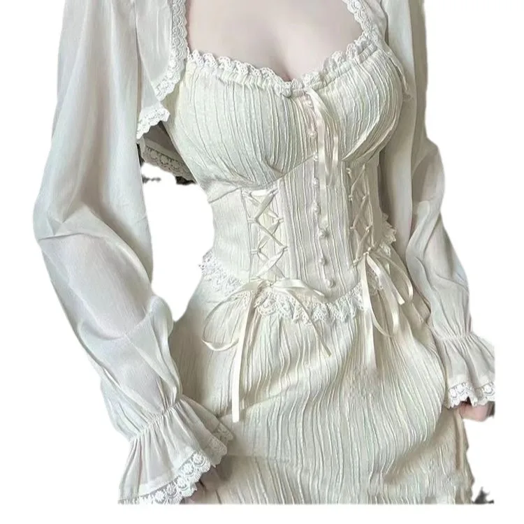 Gonna da fata Vacanza al mare Abito con bretelle di fascia alta Sorella reale Piccolo abito in stile profumato