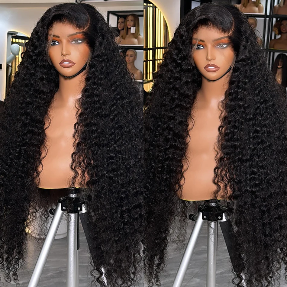 Brazilian Deep Wave Lace Front Human Hair Wigs 30 36 Inch 13x6 Curly Transparent Lace Frontal Wig 5x5 Glueless Wig For Women