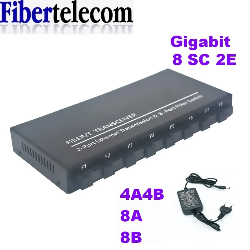 Gigabit Fiber Optical Switch 8 SC 2 1000M RJ45 Gigabit Ethernet Switch Media Converter 5V3A