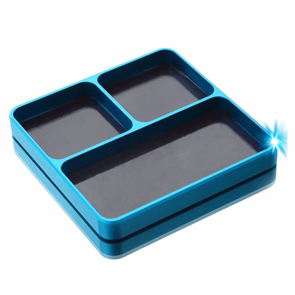 Aluminum Alloy Magnetic Screw Tray 3-Compartment With Magnetic Pad Parts Holder Tray Small Parts Organizer For RC Model Airplane