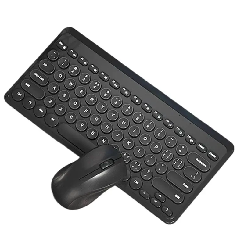 

Bluetooth 5,0 бесшумная клавиатура и мышь, мини-клавиатура для ноутбука, игровая красочная круглая клавиатура-ABIU