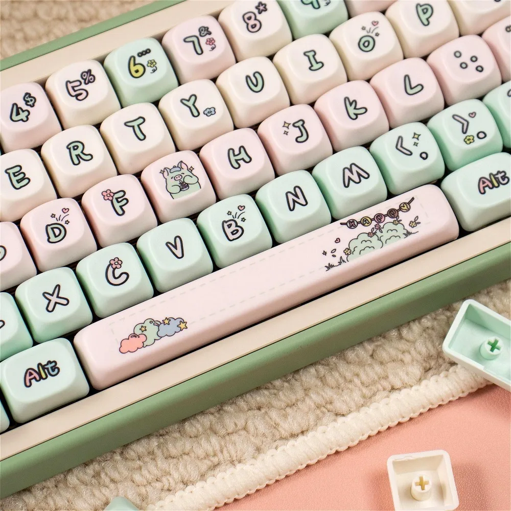 

Strawberry Milk ** 135 Key MOA Mechanical Keyboard Accessories PBT Keycaps for MX Switch Keyboard Keycaps