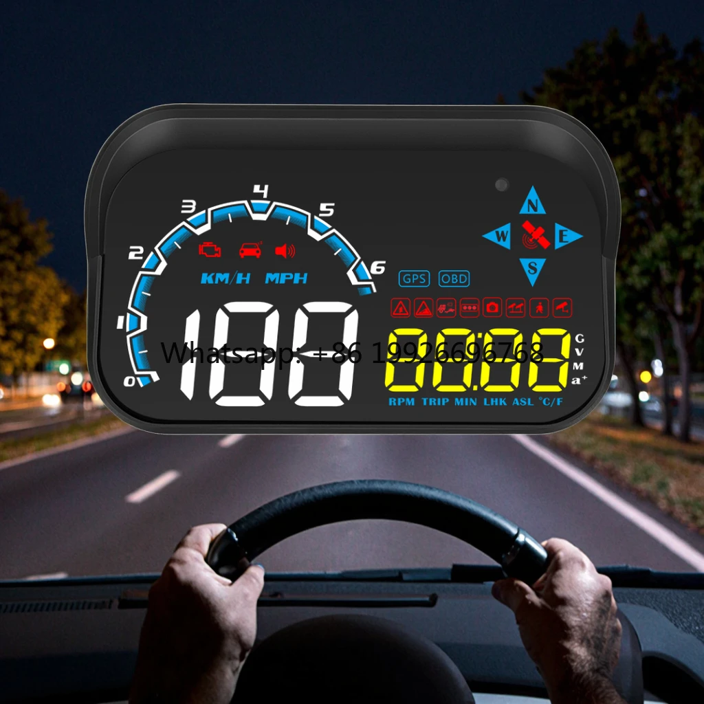 

2025 OEM Universal Windshield Head up Display with 2 M20 GPS Auto Electronics Speed Alarm HUD