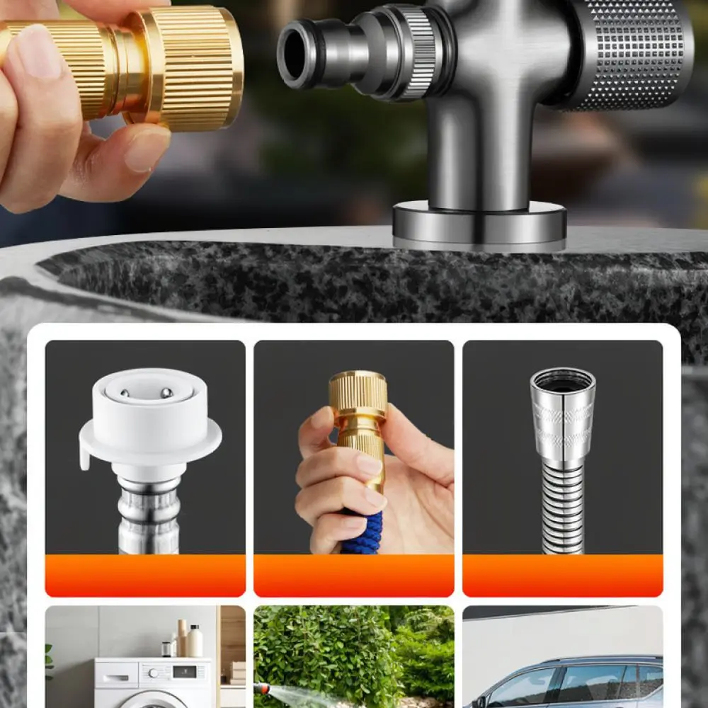 Dual Control Outdoor Tap Extension Faucet For For Mubin Garden Watering Appliance Alloy Splitter Sink Basin Spigot Rotate Design