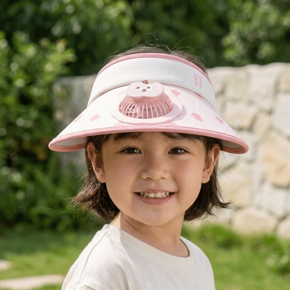 

Gift Cartoon Children Fan Hat Breathable Sunscreen Wide Brim Fan Hat Adjustable Portable Sunscreen Empty Top Hat Kids