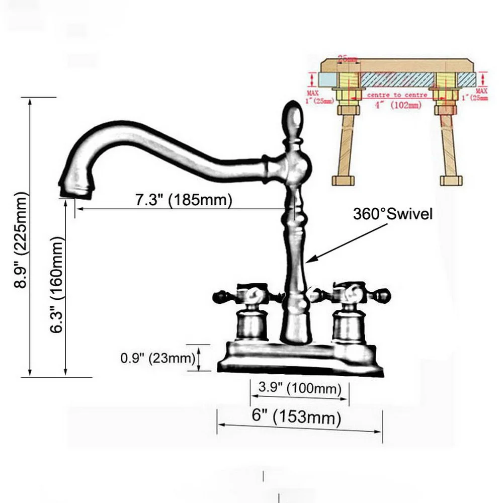 Oil Rubbed Bronze Bathroom Hot and Cold Basin Faucet Lavatory Vanity Sink Mixer Double Handle Two Hole Faucet zhg077