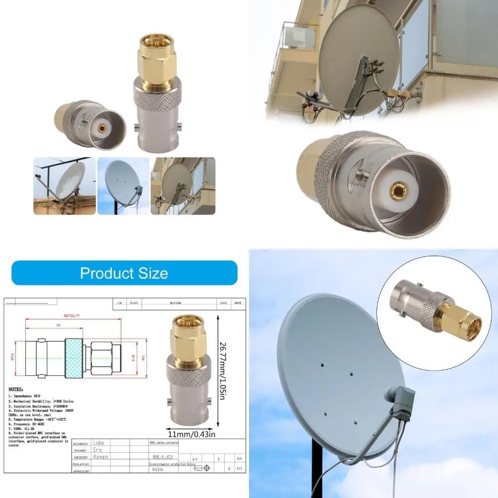 

R53C BNC to SMA KJ Adapter Transfer BNC-SMA-KJ Conversion Head Universal Male Female Connectors for Office Use
