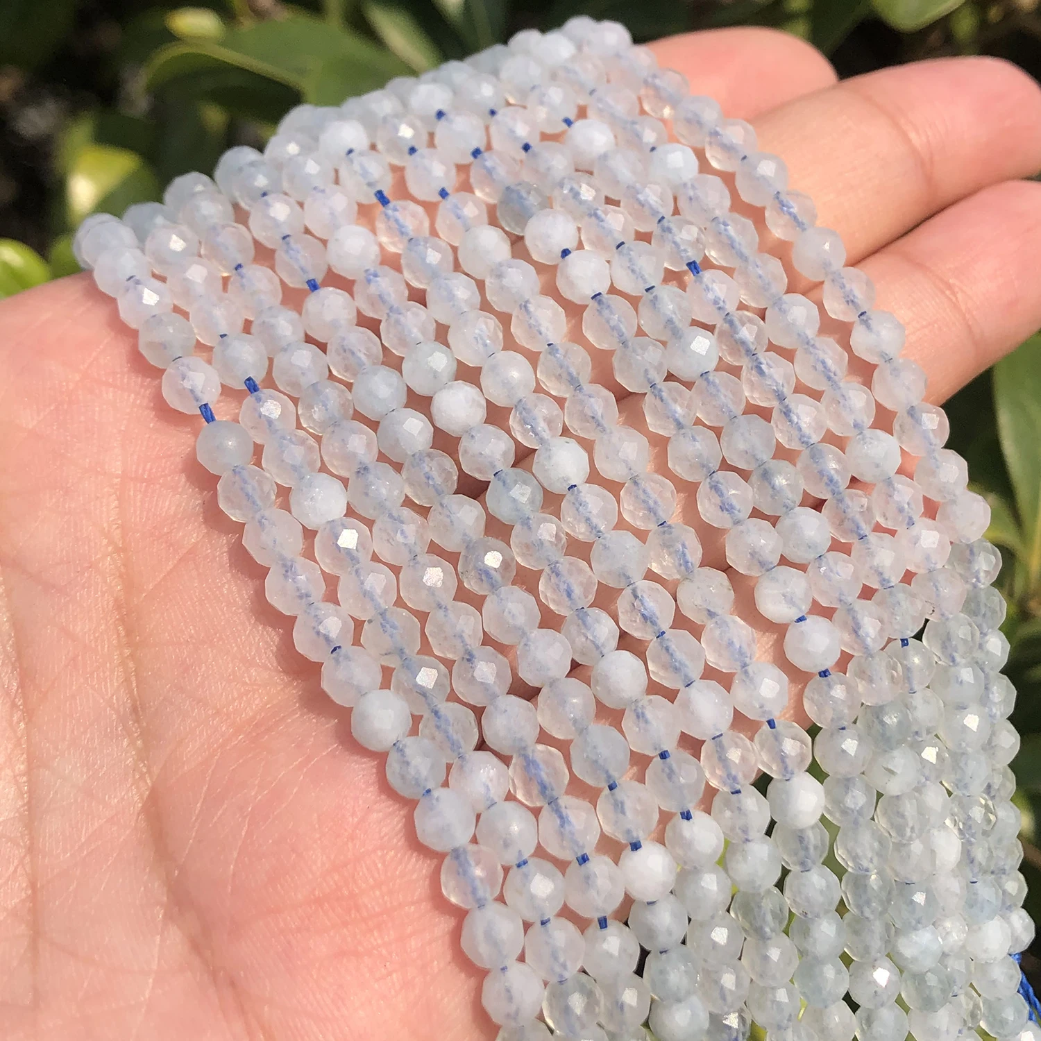 AA Natural Faceted Blue Aquamarines Stone Bead Tiny Loose Gem Beads for Jewelry Making DIY Bracelet Earrings Accessories 2 3 4mm