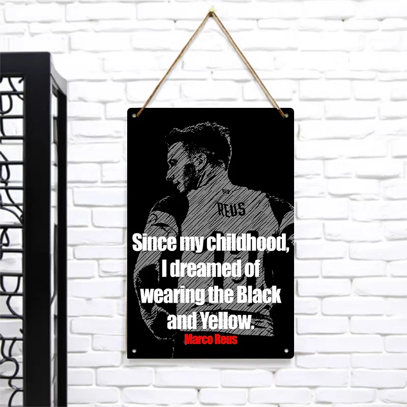 ماركو ريوس BVB حلم الطفولة أسود أصفر جيرسي معدني جدار ديكور فني لمحبي كرة القدم