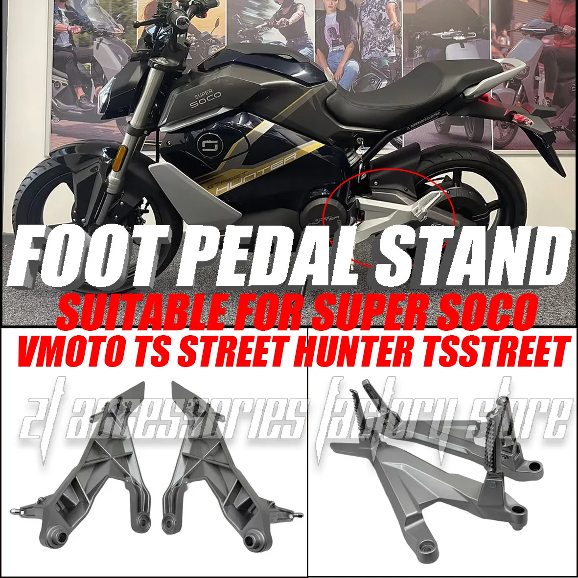 Brand new footrest bracket for Super Soco VMOTO TS Street Hunter TsStreet electric motorcycles