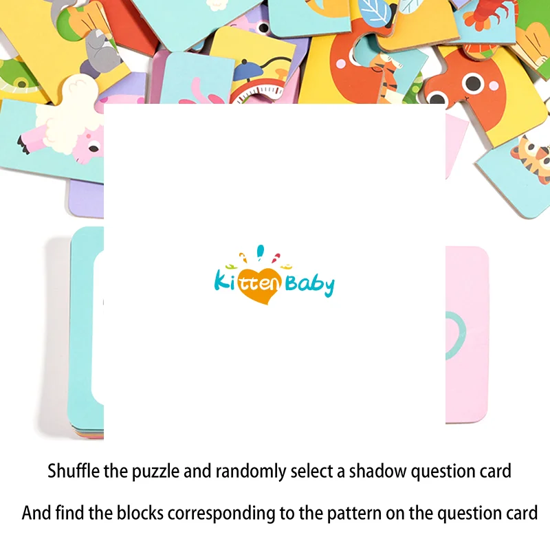 

Montessori Shape Matching Board Game Wooden Find Shadow Matched Images Animal Fruit Blocks Puzzles Educational Toys For Children