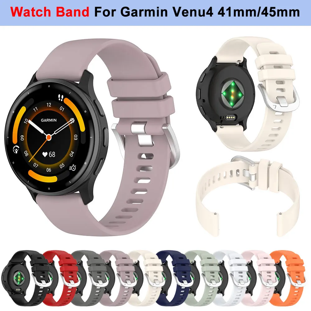 For Garmin Venu4 41mm Silicone Official Watch Band For Garmin Venu 4 45mm Sport Bracelet Wrist Watch Band Correa