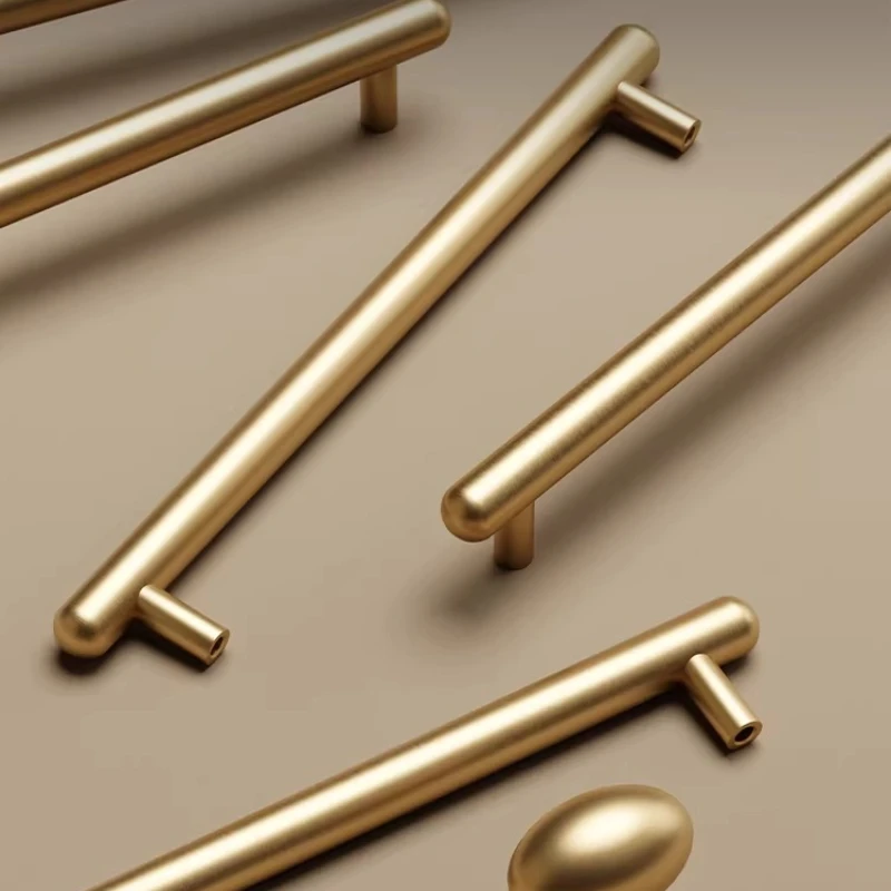 Brass Knobs Long Wardrobe Cabinet Handles T Bar Furniture Hardware Drawer Copper Cupboard Pull Door Handle Kitchen Accessories