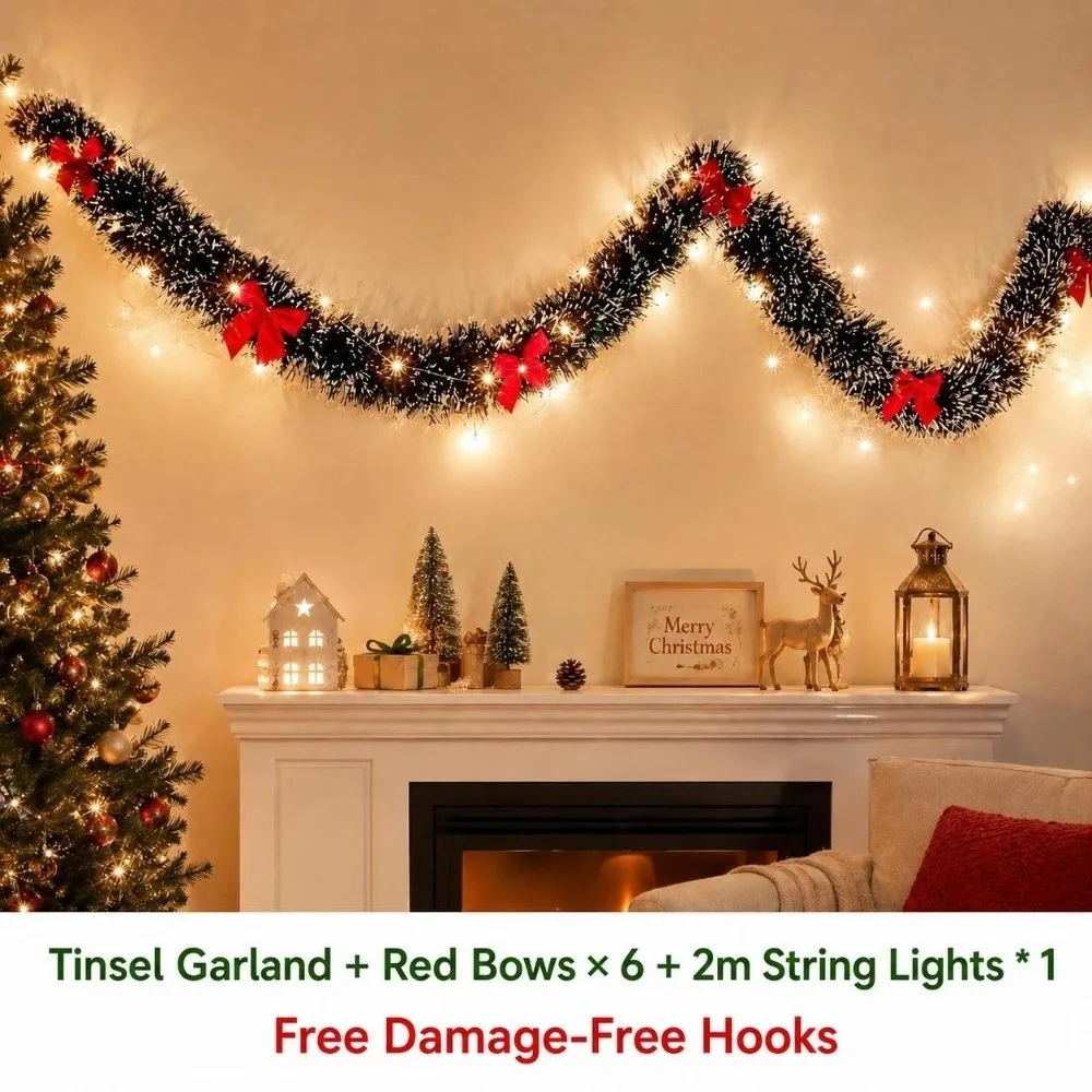 1 Set DIY Christmas Tree Garland Felt Pom Pom Accent Tree Ornament Pull Flag Style Hanging Style