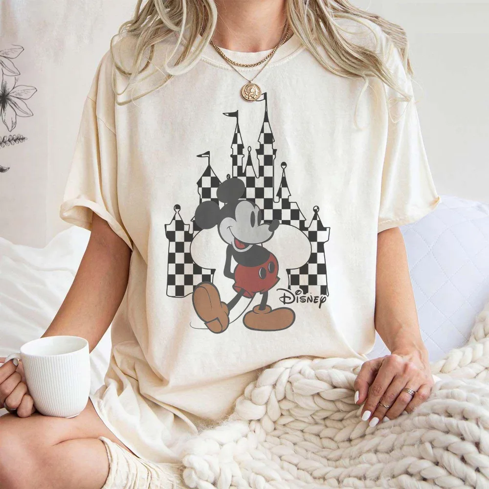 

Лето 2025 г., классическая удобная цветная рубашка с изображением Микки Мауса, рубашка в стиле ретро с Микки Маусом, рубашка с анимированной игрой