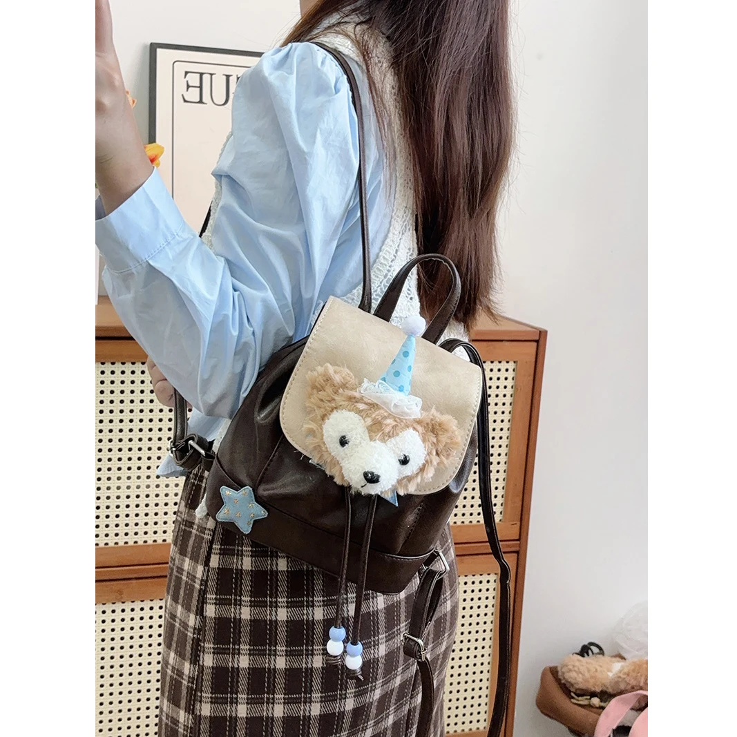 Cute Christmas Bear Plush Cartoon Backpack for Children Large Capacity JK Backpack Birthday Gift for Girl