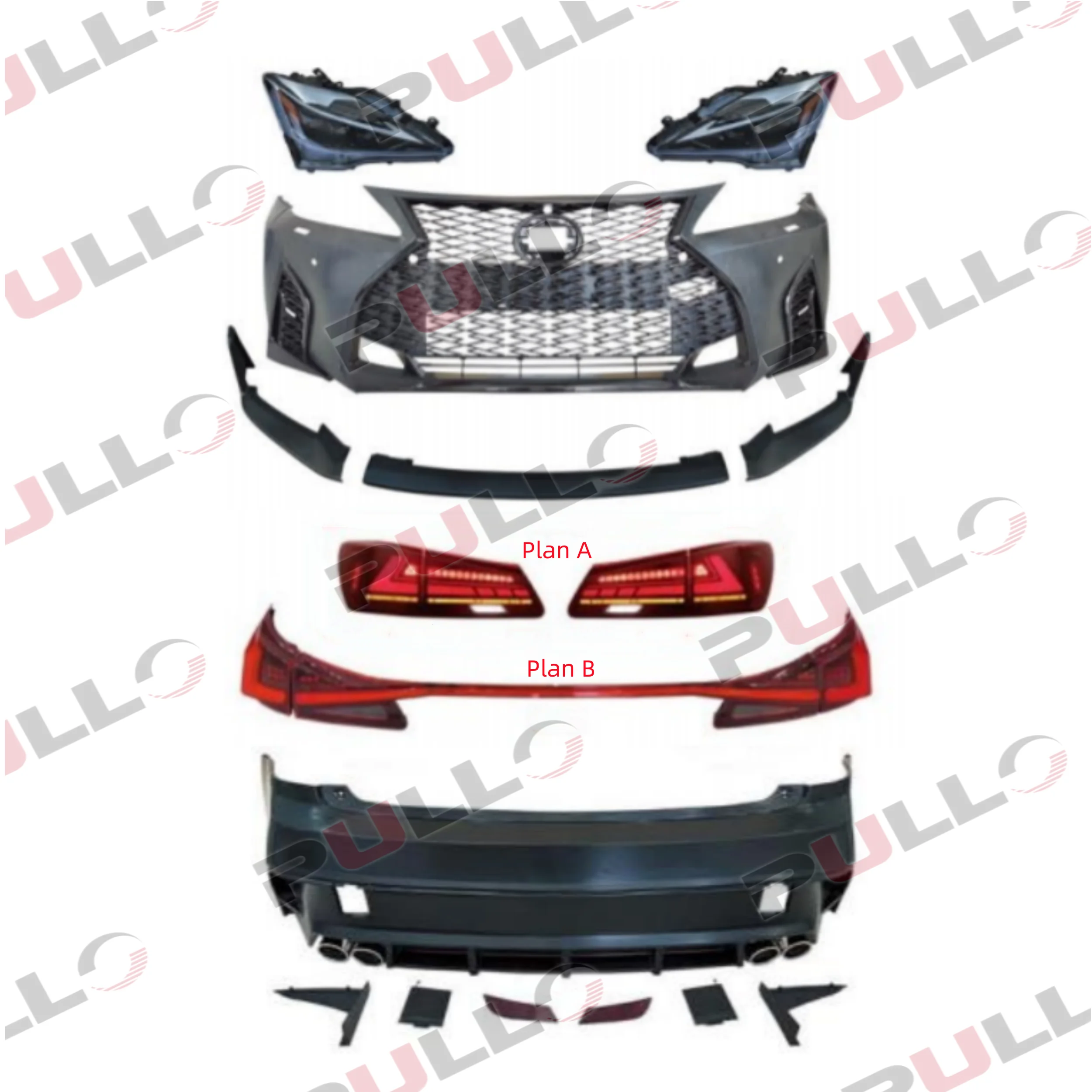 For Lexus IS250 2006-2012 upgrade to 2021 model Body kit include front and rear car bumpers grille headlights taillights