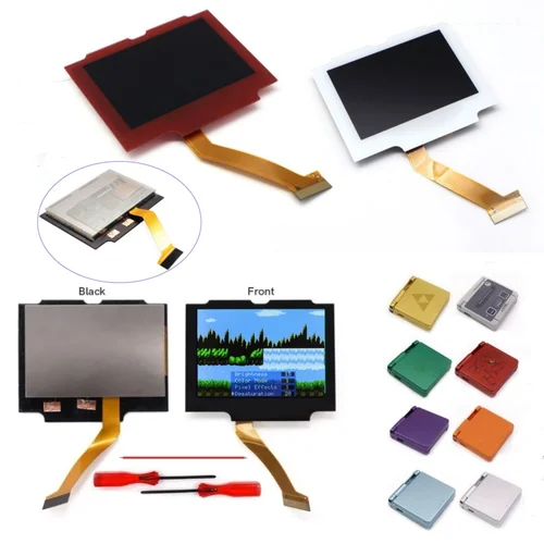 Imagen 1 del producto V5 3,0 pulgadas HD GBA SP IPS Drop in kits de pantalla LCD prelaminada para Gameboy Advance SP carcasa de lente negra/roja/blanca
