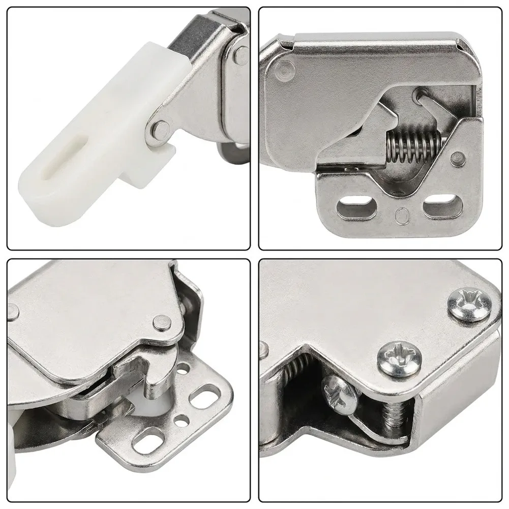 Cabinet Door Damper Hardware Push to Open Touch Latch Catch for Cabinet Door Mounting 35x28mm White Metal Alloy
