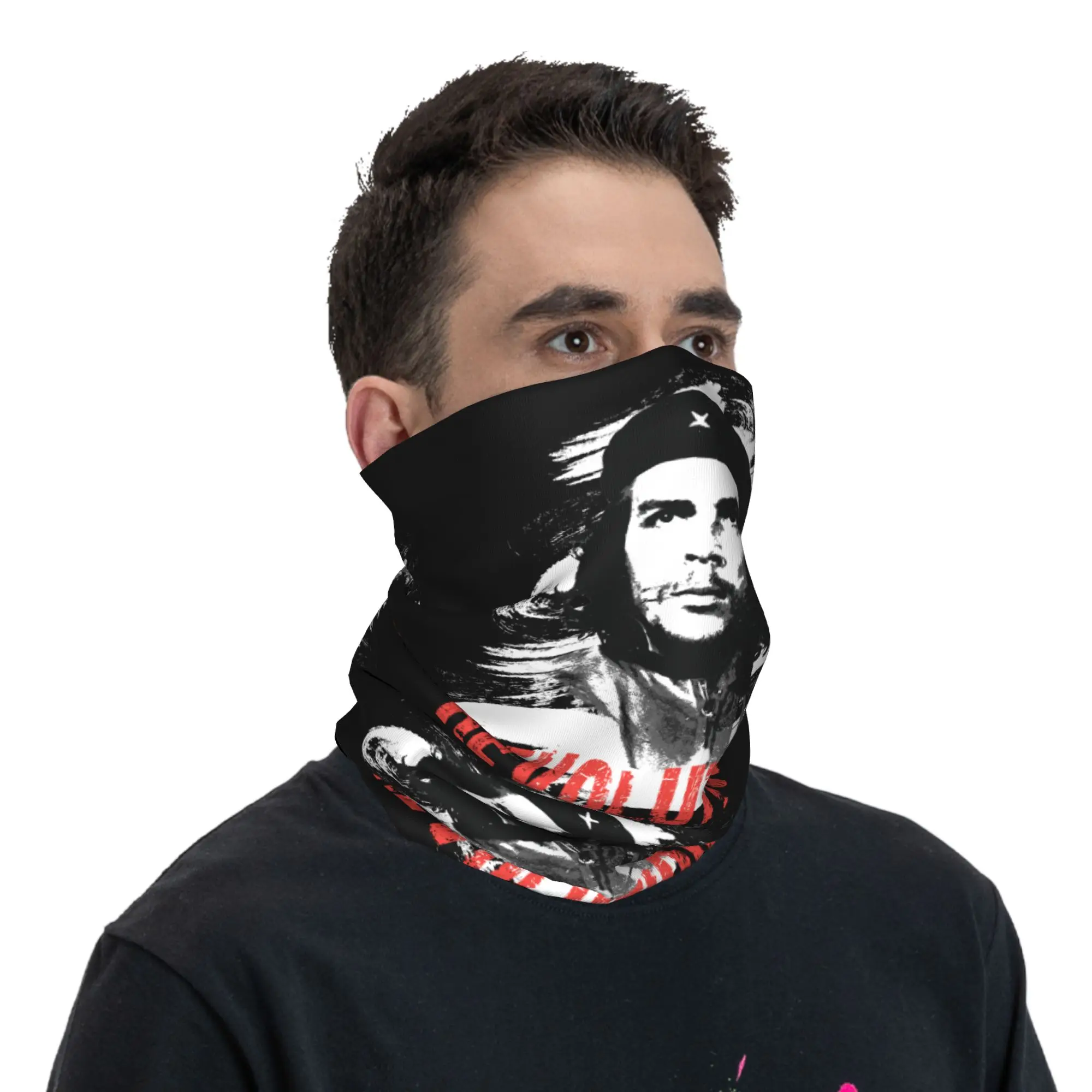 Custom Che Guevara Revolution Bandana Neck Warmer Men Women Winter Ski Tube Scarf Gaiter Cuba Cuban Socialism Freedom Face Cover view 5
