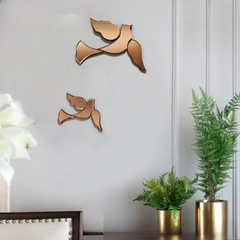 Personalized Creative Bird Peace Pigeon Mirror Home Jewelry Wall Background Wall Entrance Decoration