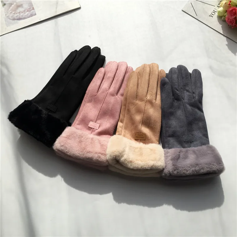 New Winter Thick Plush Gloves Fashion Warm Suede Outdoor Men And Women Touchscreen Driving Gloves Sports Cycling Mittens