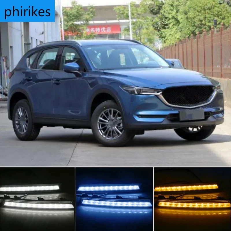 

2 sztuki do Mazda CX-5 CX 5 2017 2018 12V LED DRL Daytime Running Light Fog Lamp Decoration with Flowing Turn Signal style Relay