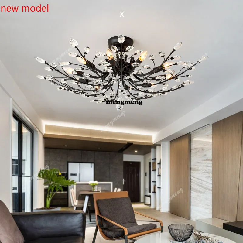 

M138Living room chandelier retro crystal master bedroom room study lighting creative dining room lighting