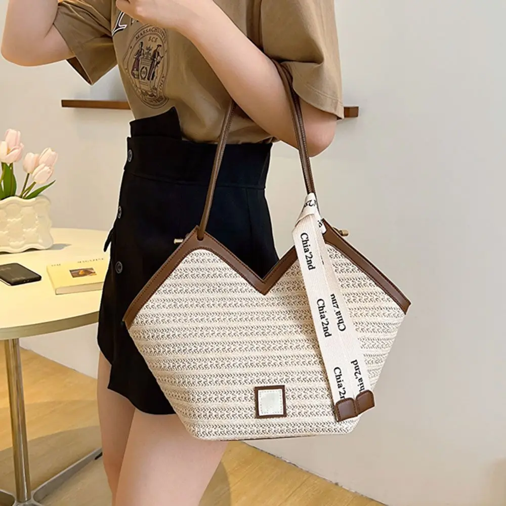 Women Hollow Woven Large Capacity Shoulder Bags Crochet Bag Knitting Handbags Female Shopping Tote Bags