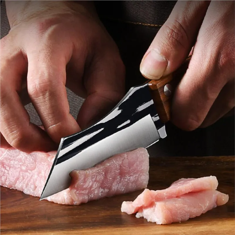 Outdoor Cutting Knife Hand-forged High-hardness Fine Steel Cutting Tool Forging Shaving Bone Knife Household Meat Eating Knife