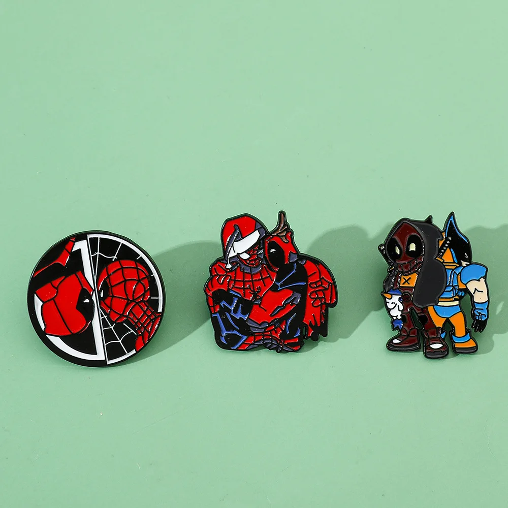 1 Set Marvel Collection Enamel Pins Custom Cartoon  Deadpool Spider-Man Wolverine Brooch Lapel Badge Cute Jewelry Gift for Fans