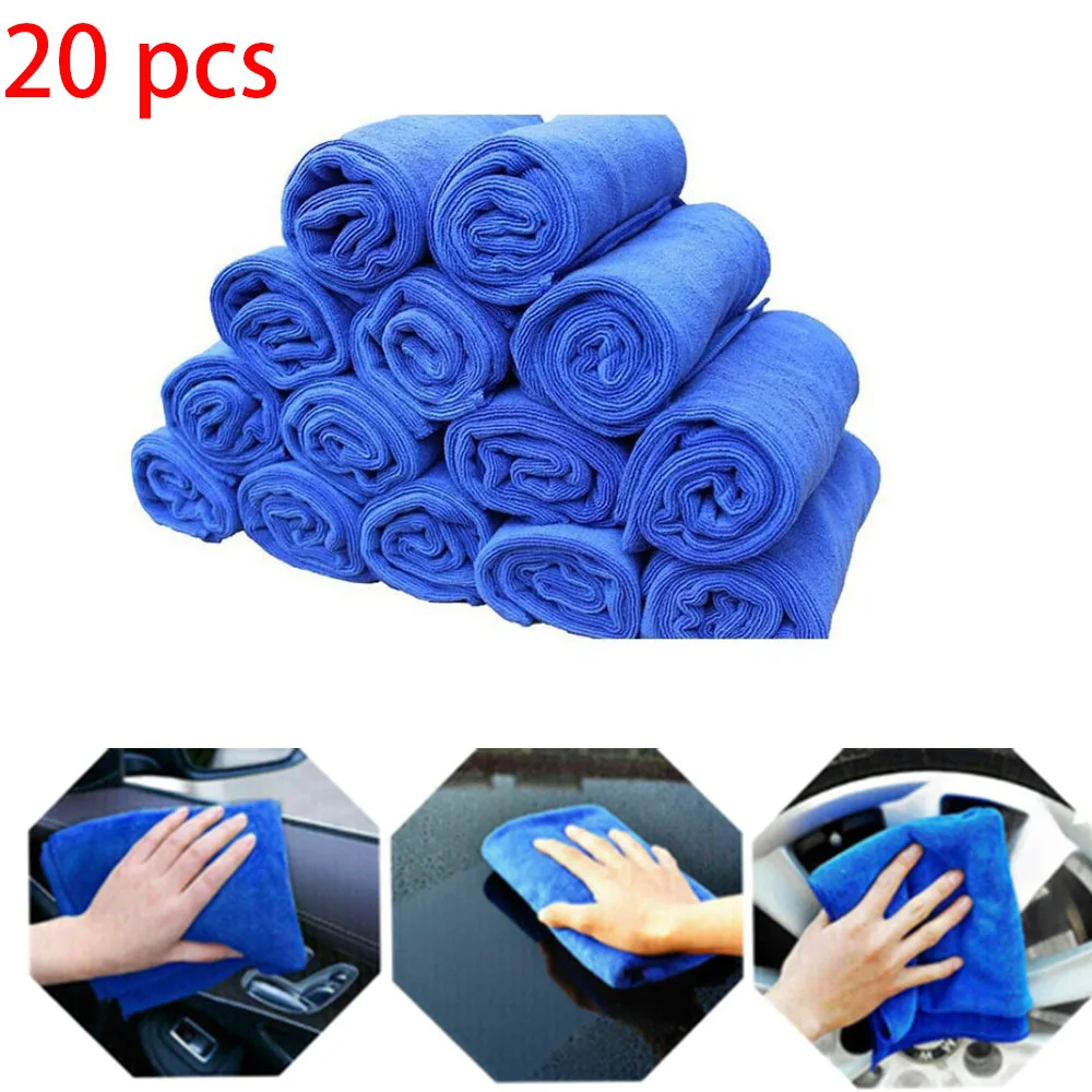 

20 шт. полотенце для мытья автомобиля 25x25 см, волоконное чистящее полирующее полотенце, ткань, многофункциональное мотоциклетное чистое сушильное полотенце, одежда