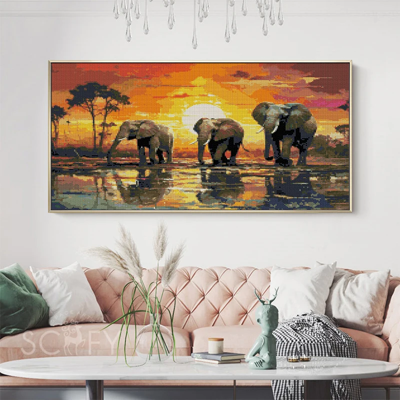 DIY 5D Animal Elephant Diamond Painting , Full Rhinestone Painting, Diamond Art Embroidery Kits, Handmade Home Room Office Decor
