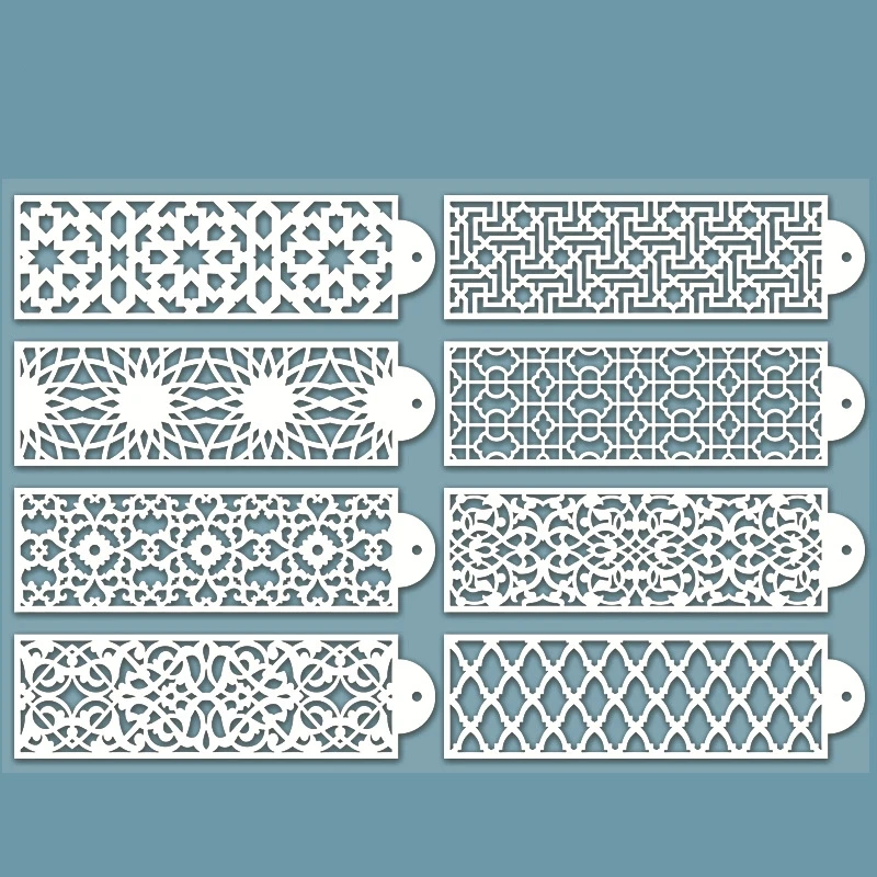 8 sztuk/partia 10*34cm geometria kwiat ramki DIY Layering szablony malowanie ścian księga gości kolorowanie tłoczenie Album Decor szablon