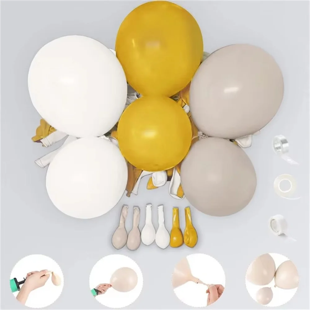 129Pcs Yellow Balloons Garland Kit Lemon Yellow Sand White Pastel Ballons for Birthday Baby Shower Gender Reveal Party Decor