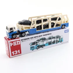 Takara Tomy Long Type Tomica No.131 Mitsubishi Fuso Super Great Transporter Diecast Automotive Model Ornaments Cas Toys Gift