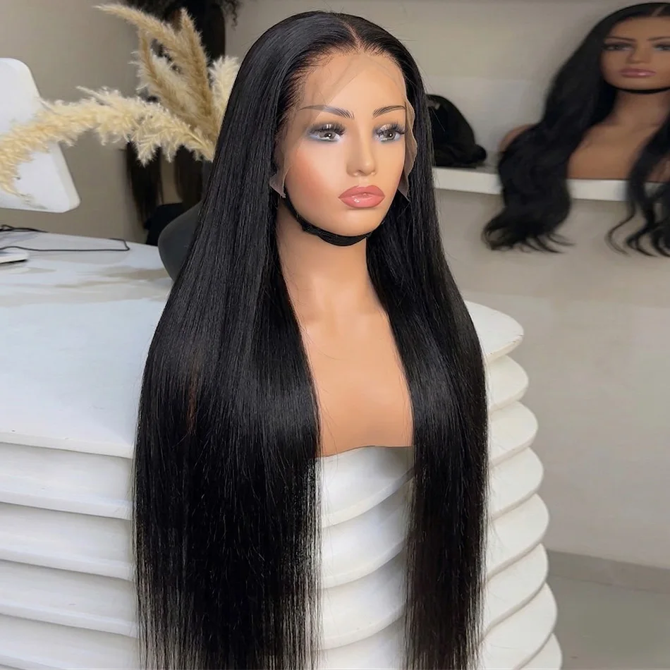 

Натуральные парики из человеческих волос с прямой текстурой, плотность 250, длина 40 дюймов, с HD-кружевной передней частью 13x4, без клея, с естественной линией роста волос, для чернокожих женщин, 5x5.