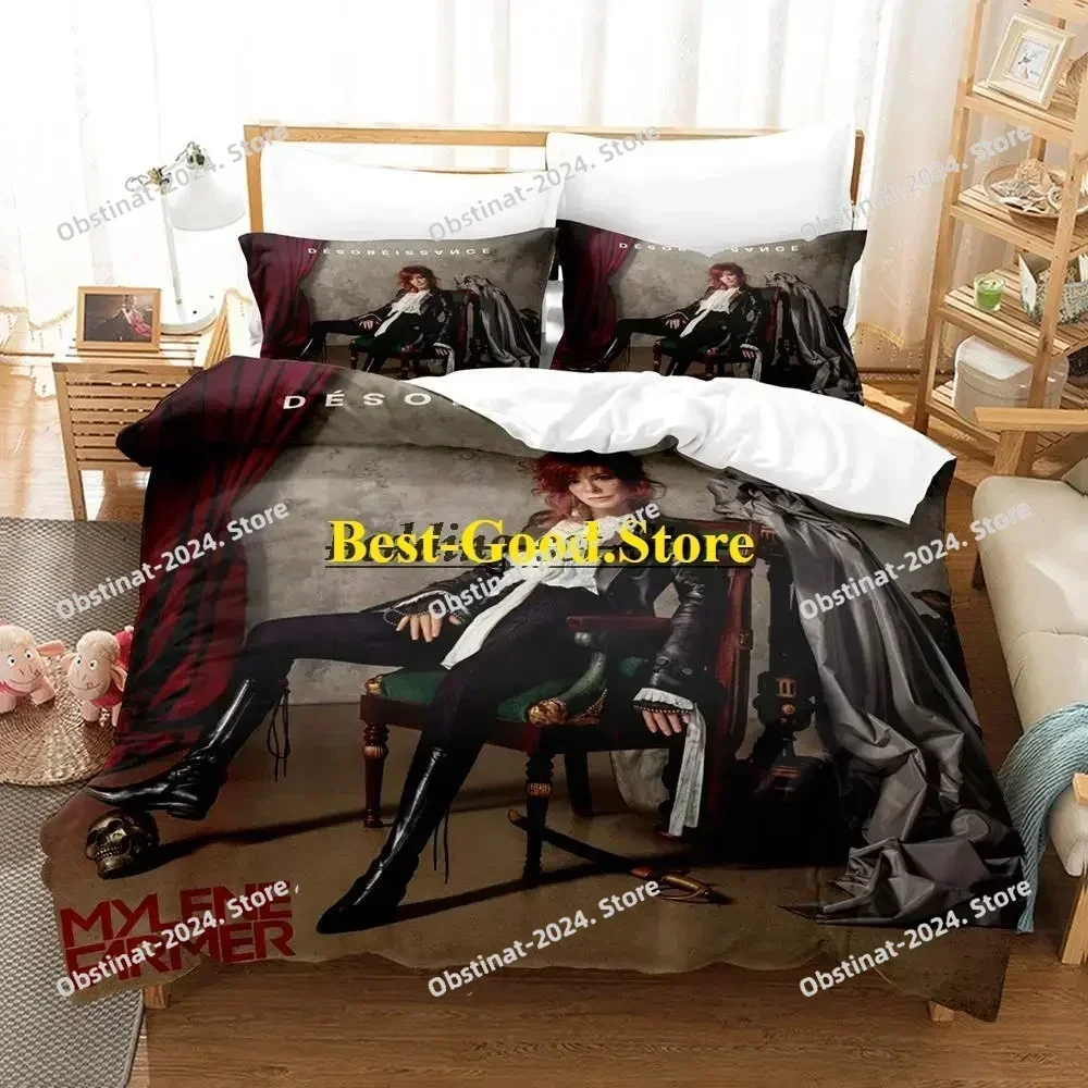 2023 Top Mylene Farmer Bedding Set Printed single Comforter Quilt Bed Cover Duvet Cover Pillow Case 3 Pieces Set Kids Adult Size