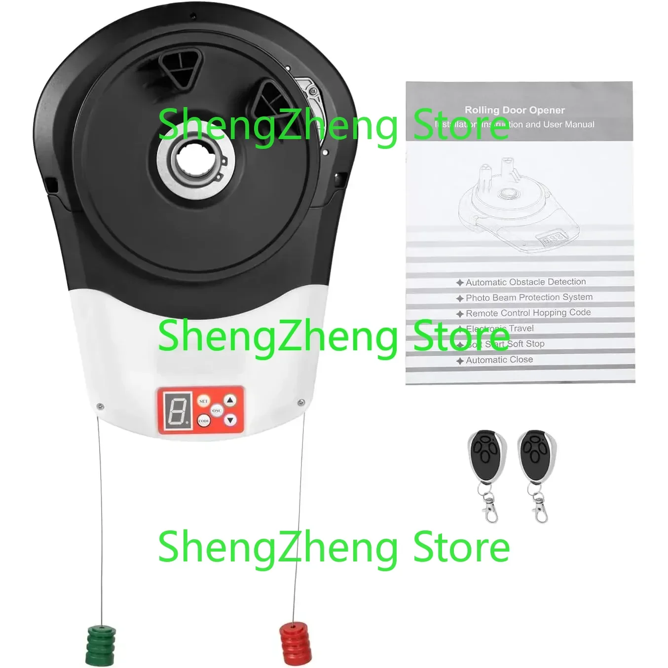 Electric Garage Roller Door Opener Motor, Auto Garage Roller Door Motor with Led Light+2 Remoter