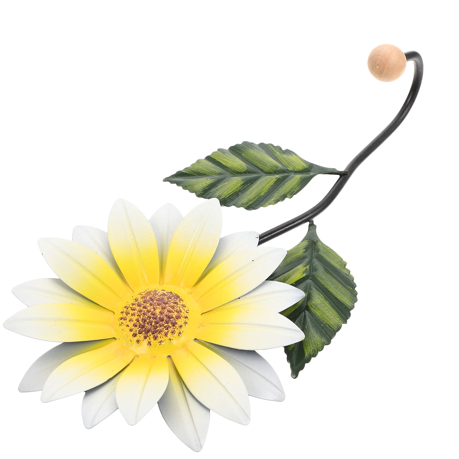 

Iron Flower Wall Decor Boho Style Kitchen Bathroom Hooks Wrought Iron Home Decoration Easy to Hang Wood Material Durable