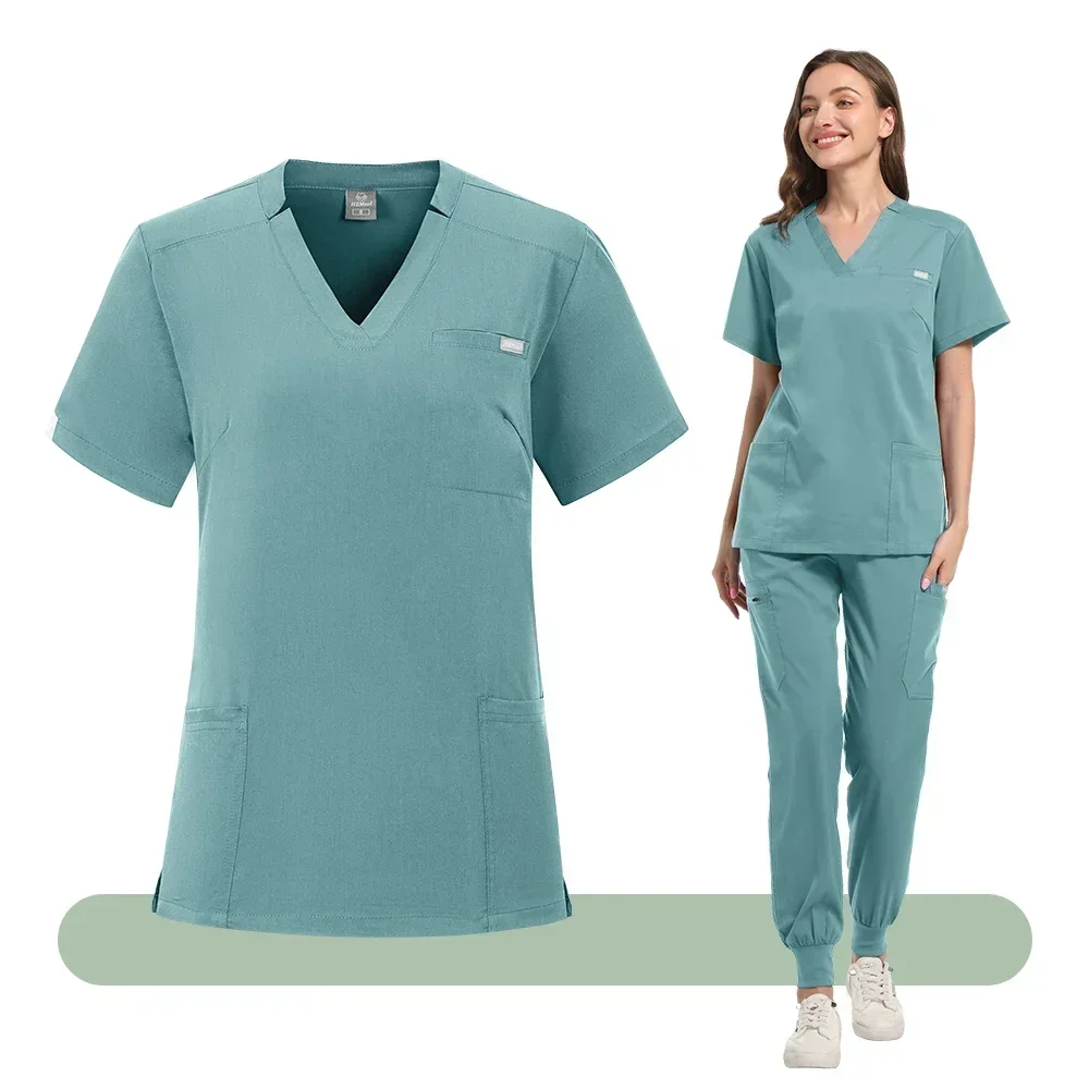 Tute Scrub di alta qualità all'ingrosso sala operatoria uniforme medica Set manica corta accessori per infermiere top pantaloni ispessimento