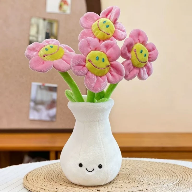 Künstliche Rosen und Sonnenblumen Niedliche Plüsch-Vase Kreative Sträuße Heimdekoration Muttertag Hochzeit Geburtstag Abschlussgeschenke – Detail 2