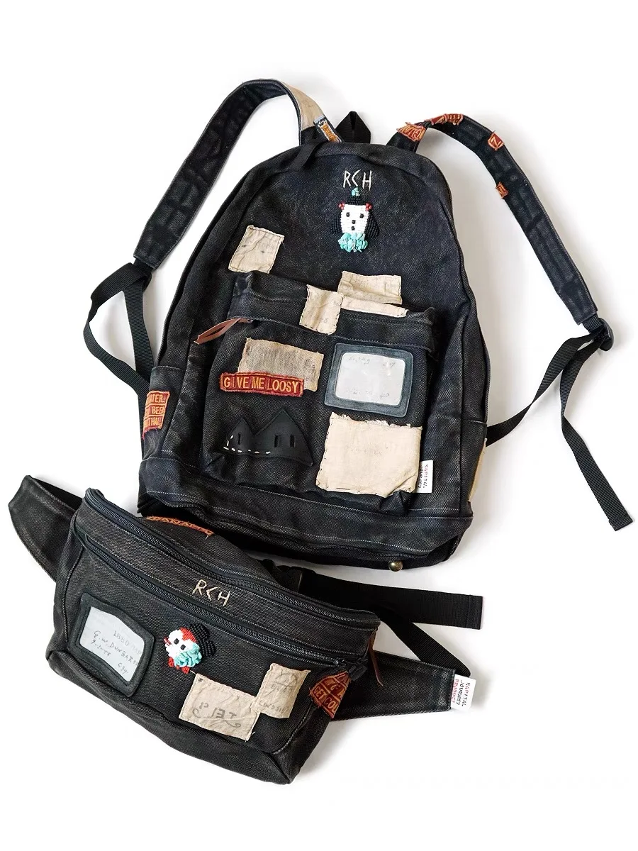 KAPITAL K1909XB523EK-998 Patched patch 4 canvas backpack